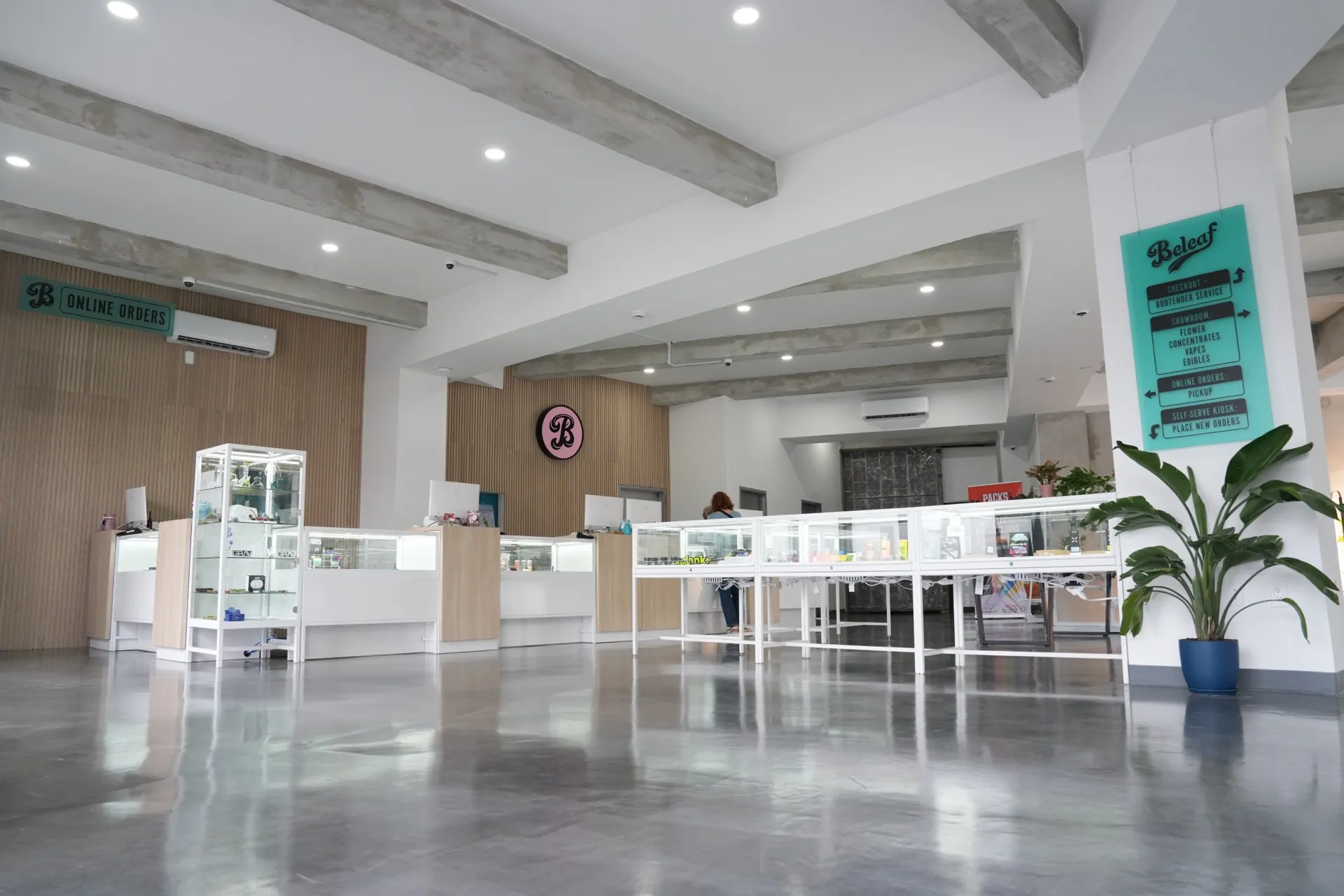 Welcoming interior of Beleaf Calverton cannabis dispensary for first-time visitors