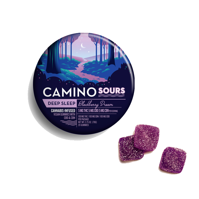 Camino Sours Deep Sleep Blackberry Dream cannabis-infused gummies at Beleaf NY